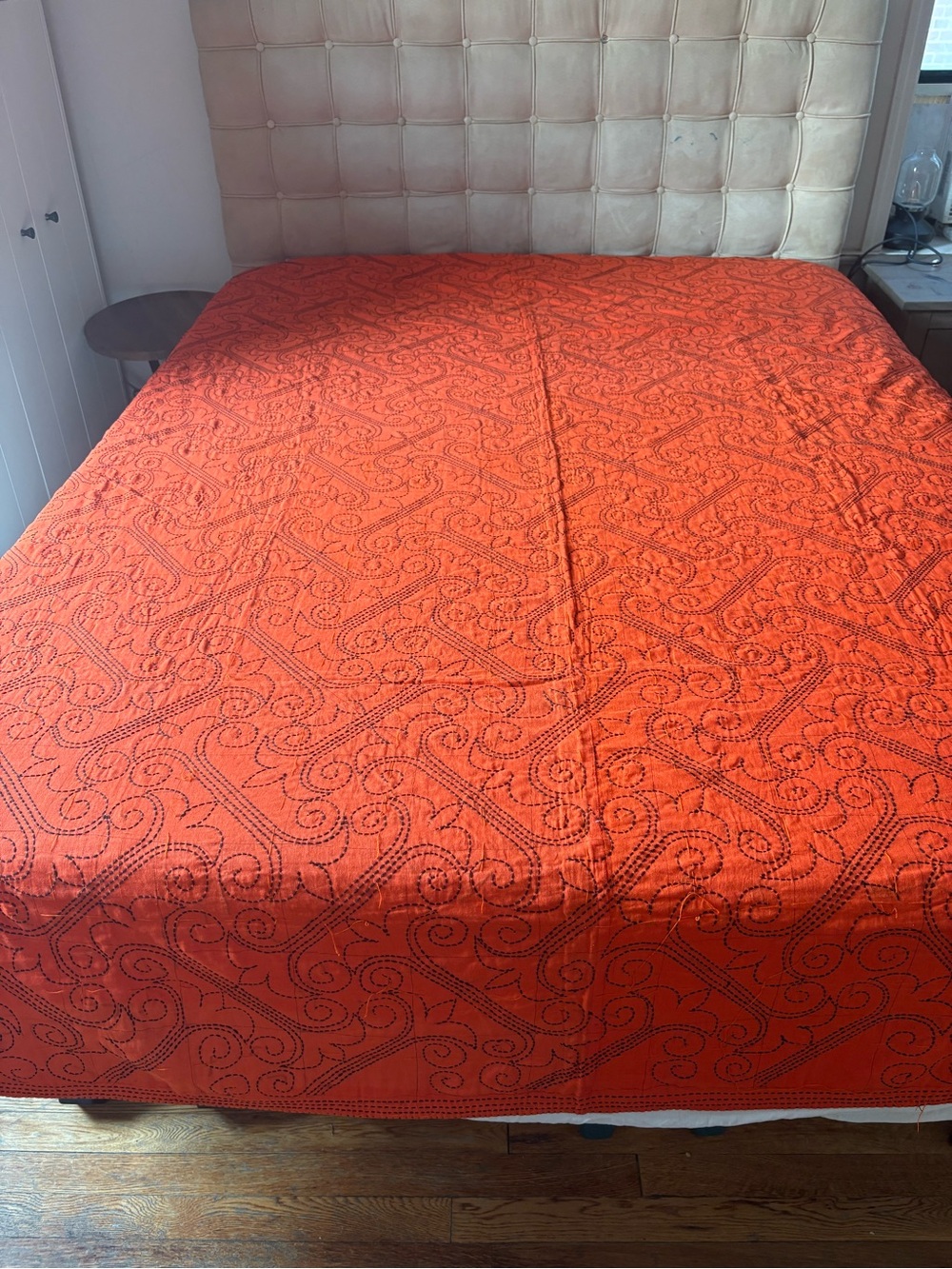 Orange Hand Stitched Quilt